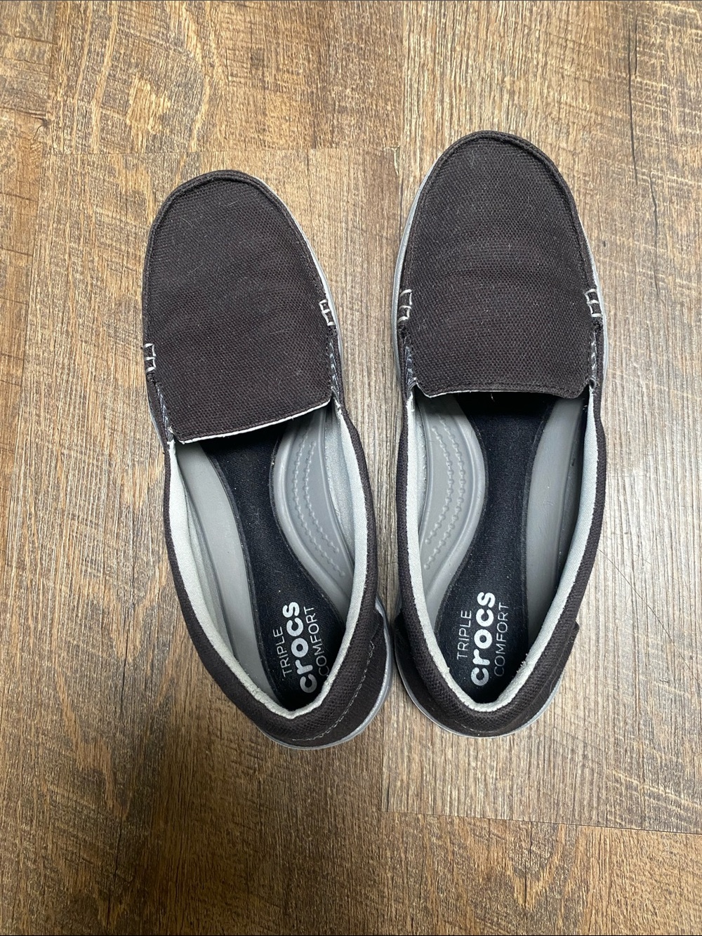 CROCS Women's Black Canvas Slip-On Loafers